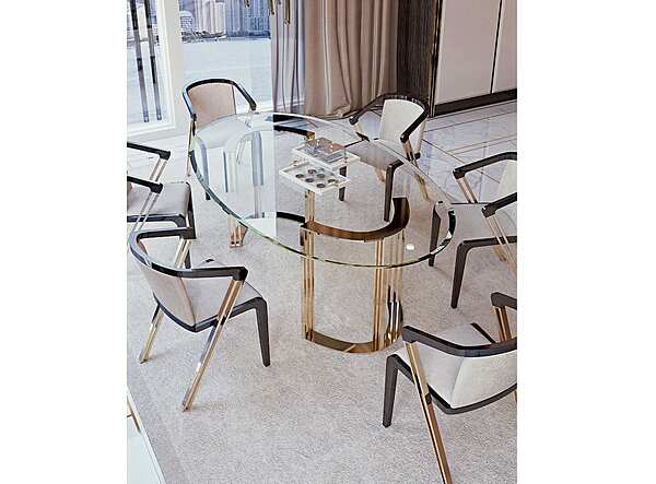 Fauteuil en cuir rembourré avec accoudoirs Symphony Infinity Bizzotto Italia usine Bizzotto Italia de l'Italie. Foto №6