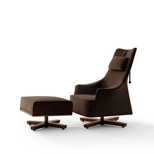 Pouf en tissu avec base à quatre branches GIORGETTI Mobius usine GIORGETTI de l'Italie. Foto №2