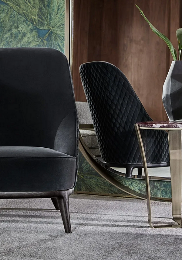 Fauteuil en tissu avec dossier haut et pieds en bois OPERA CONTEMPORARY Leslie usine OPERA CONTEMPORARY de l'Italie. Foto №3