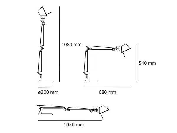 Lampe de table en aluminium avec bras articulé Artemide Tolomeo Mini A005500 usine Artemide de l'Italie. Foto №6