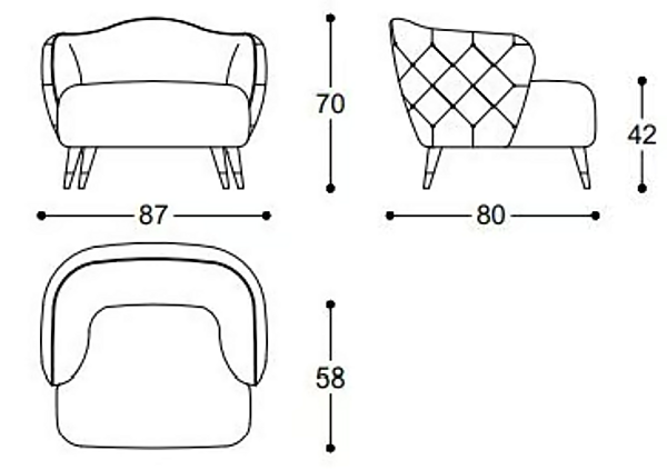 Fauteuil en cuir capitonné avec accoudoirs Black Tie Savoi SAV10C, SAV10L usine Black Tie de l'Italie. Foto №4