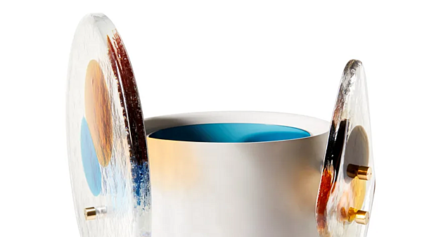 Vase en laiton peint avec éléments en verre de Murano couleur Horizon CASSINA 79702+797 12 usine CASSINA de l'Italie. Foto №5