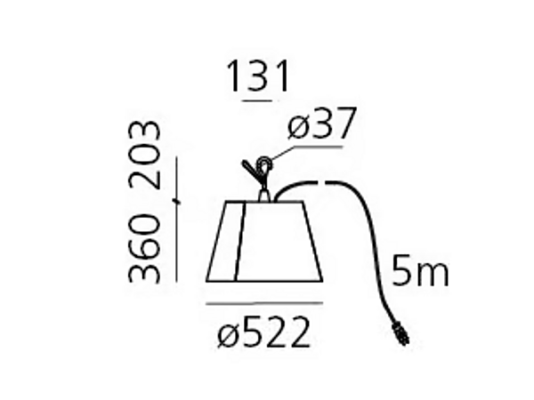 Suspension extérieure en tissu Tolomeo Paralume Artemide T076050 usine Artemide de l'Italie. Foto №5