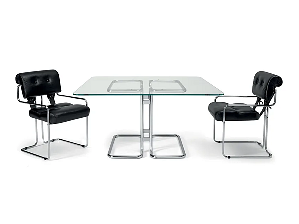 Table carrée en verre et acier Tucroma I 4 Mariani usine i 4 Mariani de l'Italie. Foto №2