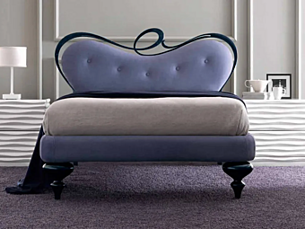 Lit double avec tête de lit rembourrée en tissu Romeo CORTEZARI 932-T usine CORTE ZARI de l'Italie