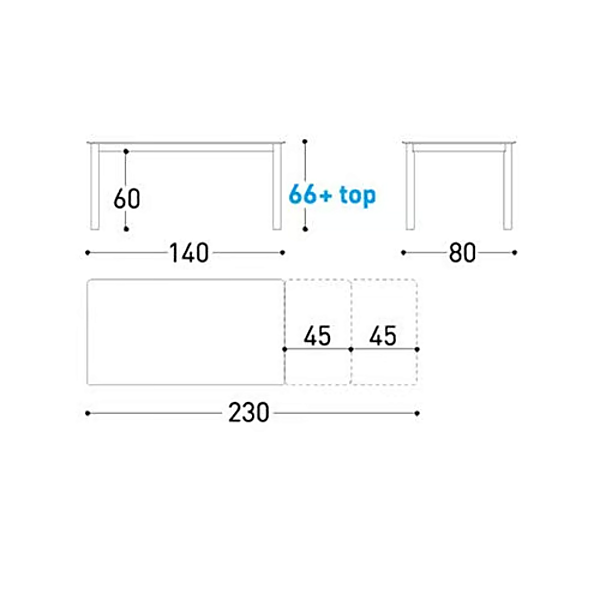 Table de jardin rectangulaire en aluminium laqué VARASCHIN 244T1 usine VARASCHIN de l'Italie. Foto №13