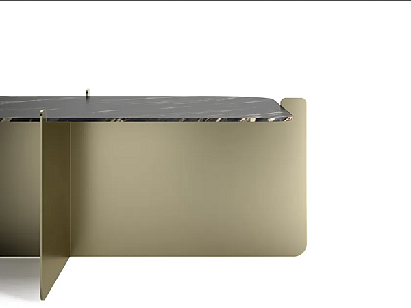 Table basse carrée en grès cérame avec base en métal Gio INNOVA Imbottiti usine Innova Imbottiti de l'Italie. Foto №4