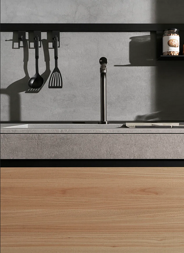 Cuisine en bois d'orme avec tiroir en céramique technique VALCUCINE Genius Loci Tactile usine VALCUCINE de l'Italie. Foto №4