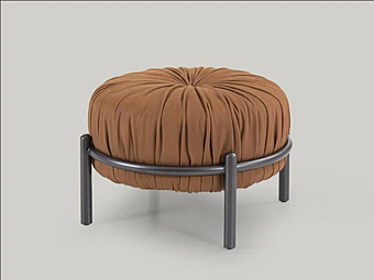 Pouf rond en cuir rembourré Bonbon Borzalino EUBBPOUF, EUBBPF47 usine Borzalino de l'Italie