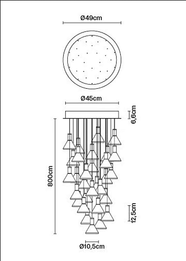 Suspension en verre borosilicate LED multispot Fabbian Polair usine Fabbian de l'Italie. Foto №14