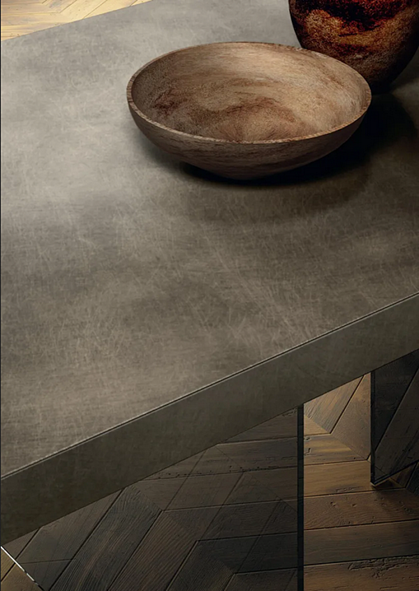 Table rectangulaire en verre avec plateau en Xglass effet marbre LAGO AIR 2170x usine LAGO de l'Italie. Foto №4