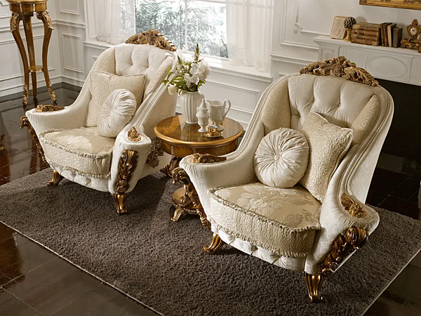 Fauteuil en tissu capitonné avec accoudoirs Dolcevita A.R. Arredamenti 281 usine A.R.ARREDAMENTI SRL de l'Italie. Foto №2