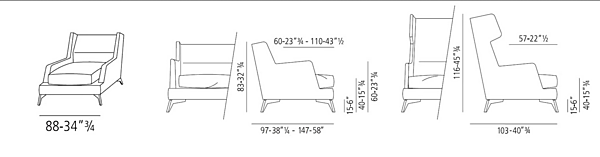 Fauteuil en tissu ou cuir avec accoudoirs VIBIEFFE collection 680 usine VIBIEFFE de l'Italie. Foto №6