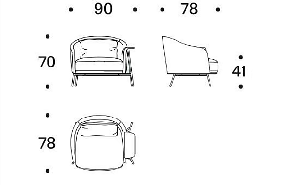Fauteuil en tissu avec accoudoirs Saba Kepi usine SABA de l'Italie. Foto №9