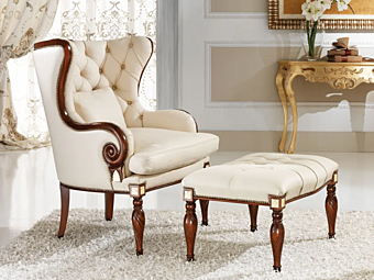 Fauteuil avec repose-pieds en tissu Valeria KEOMA usine KEOMA de l'Italie