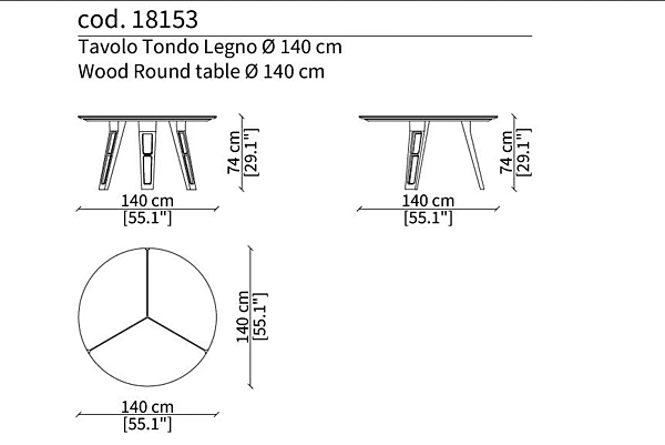 Table ronde en bois et verre Axel Frigerio usine Frigerio de l'Italie. Foto №3