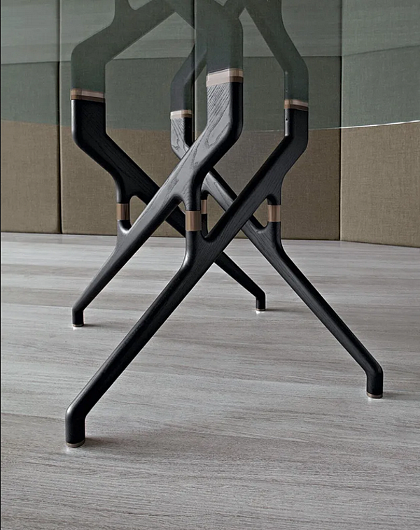 Table à manger ronde en bois et verre Torso 837 T4 Potocco 837/T4 usine POTOCCO de l'Italie. Foto №3