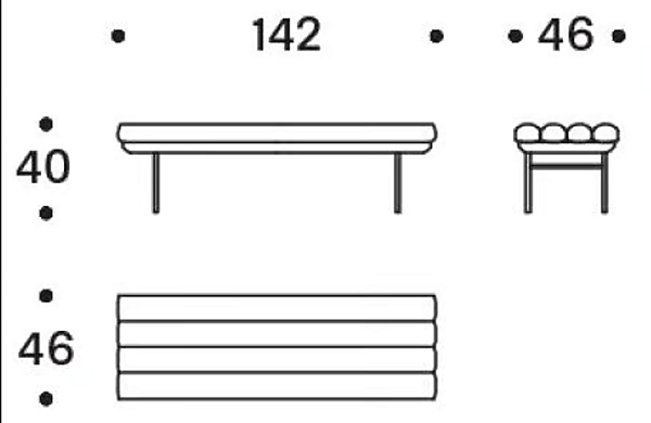 Banc rembourré en tissu Pan Flute Saba usine SABA de l'Italie. Foto №7