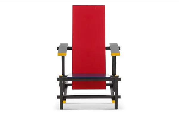 Fauteuil en bois avec dossier haut CASSINA 635 rouge et bleu usine CASSINA de l'Italie. Foto №3