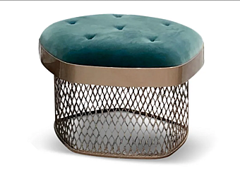 Pouf rembourré en velours vert asperge CORTEZARI 134-I