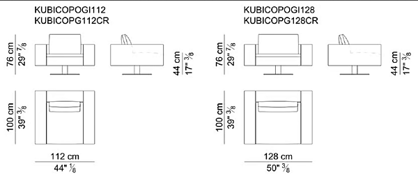 Fauteuil en cuir pivotant avec accoudoirs Kubico I 4 Mariani usine i 4 Mariani de l'Italie. Foto №3