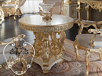 Table ronde en bois Modenese Luxury Interiors 15102 Table ronde en bois Modenese Luxury Interiors 15102 usine MODENESE GASTONE de l'Italie
