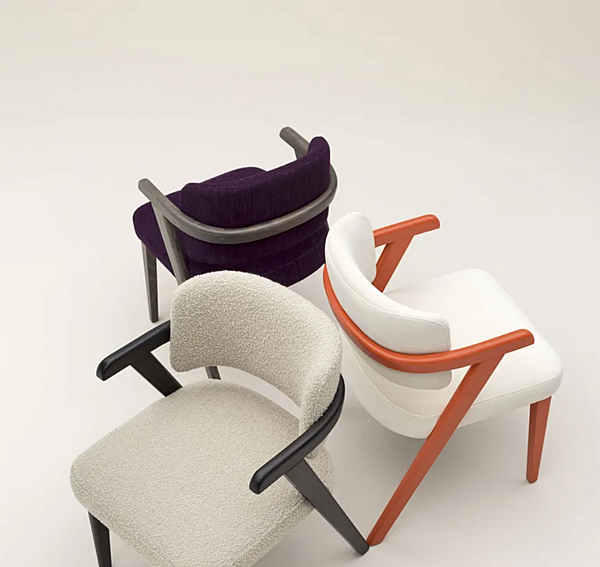 Chaise en bois et tissu avec accoudoirs MONTBEL Jump 5831 5831 usine MONTBEL de l'Italie. Foto №6