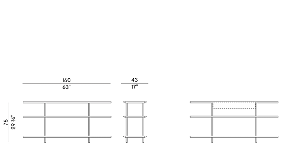 Bibliothèque en bois autoportante Arial 870 MS Potocco 870\MS usine POTOCCO de l'Italie. Foto №3