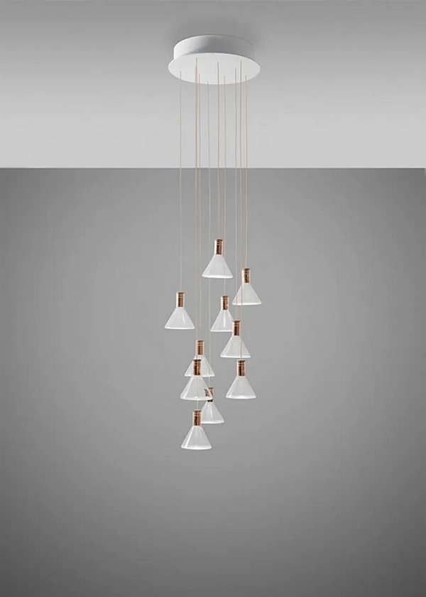 Suspension en verre borosilicate LED multispot Fabbian Polair usine Fabbian de l'Italie. Foto №3