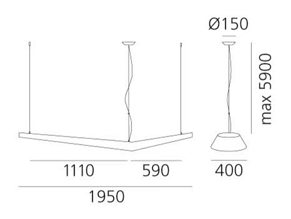 Suspension en polypropylène Mouette Artemide usine Artemide de l'Italie. Foto №14