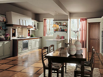 Cuisine en cerisier sur mesure avec péninsule Newport IL Canto del Fuoco Azzurra Martini Interiors usine MARTINI INTERIORS de l'Italie