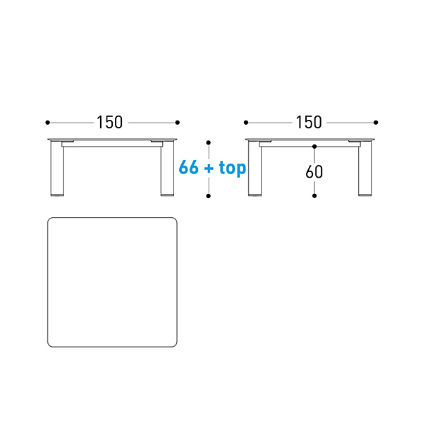 Table de jardin carrée en aluminium et bois Plinto bas VARASCHIN 24680L, 24682 usine VARASCHIN de l'Italie. Foto №6