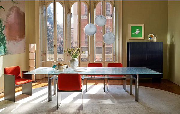 Table rectangulaire en verre et acier CASSINA Doge Laguna usine CASSINA de l'Italie. Foto №3
