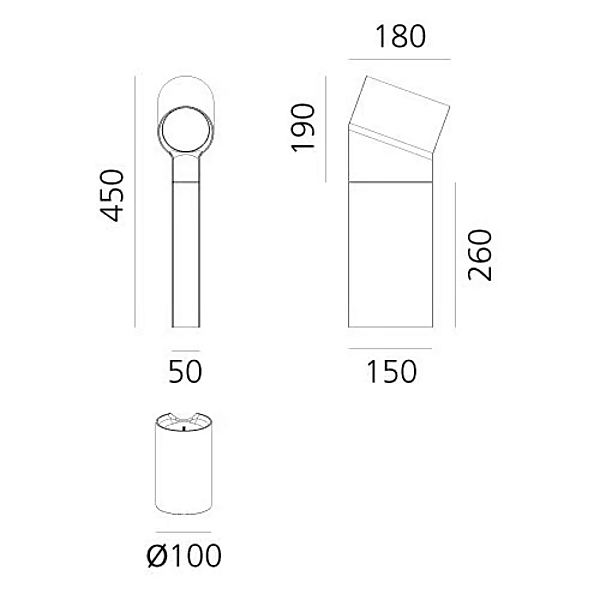 Luminaires de jardin en aluminium LED oblique Artemide T086200, T086300 usine Artemide de l'Italie. Foto №7