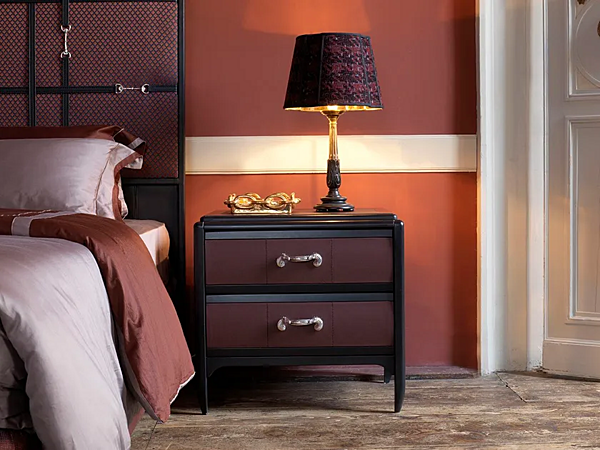 Table de chevet rectangulaire en bois et cuir Savio Firmino 3699 3699COM usine SAVIO FIRMINO de l'Italie. Foto №2