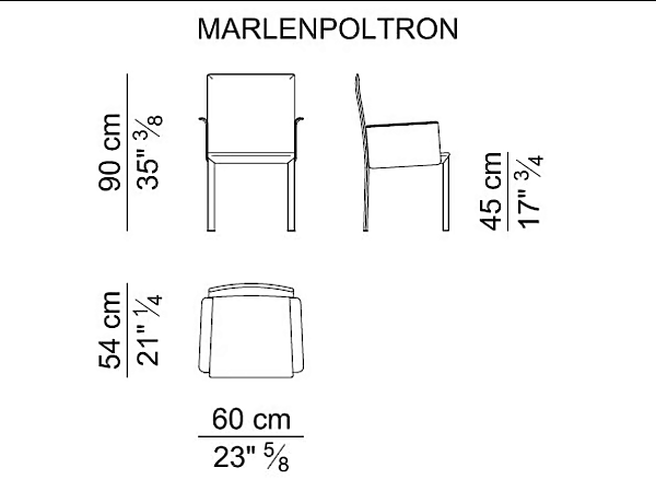 Fauteuil en cuir tanné avec accoudoirs Marlene I 4 Mariani usine i 4 Mariani de l'Italie. Foto №5