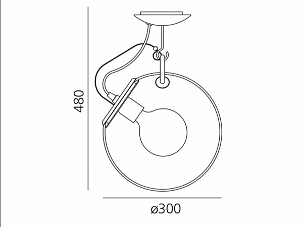 Lampe de plafond en verre et acier Miconos Artemide A022800, A022810 usine Artemide de l'Italie. Foto №4