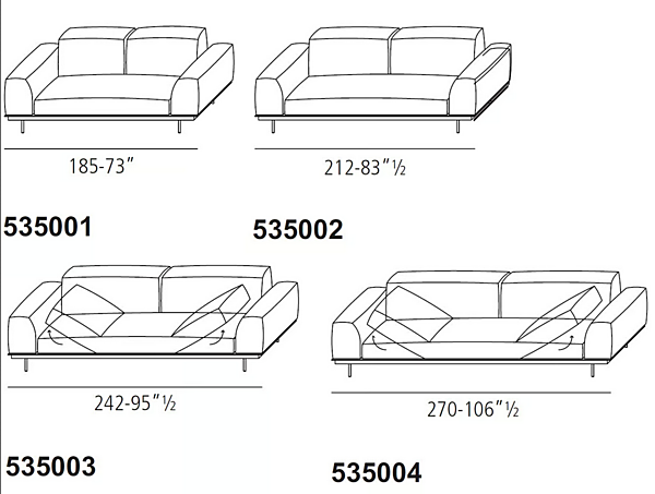 Canapé d'angle inclinable en tissu ou cuir VIBIEFFE 535 Sit Up usine VIBIEFFE de l'Italie. Foto №15