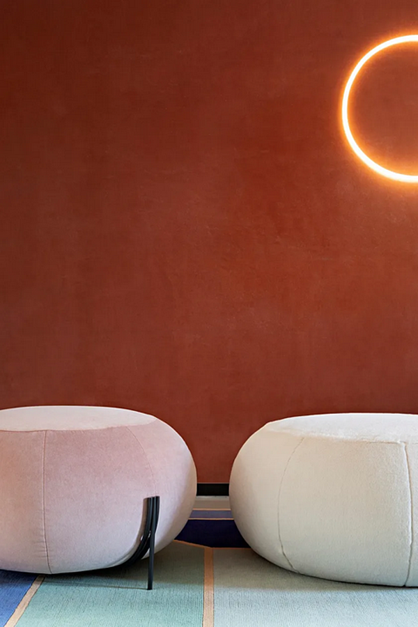 Pouf rond en tissu avec housse amovible Geo Saba usine SABA de l'Italie. Foto №5