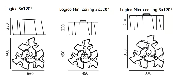 Lampe de plafond en verre soufflé halogène 3x120 Artemide Logico 0458020A/0693020A/0645020A/0458010A usine Artemide de l'Italie. Foto №5