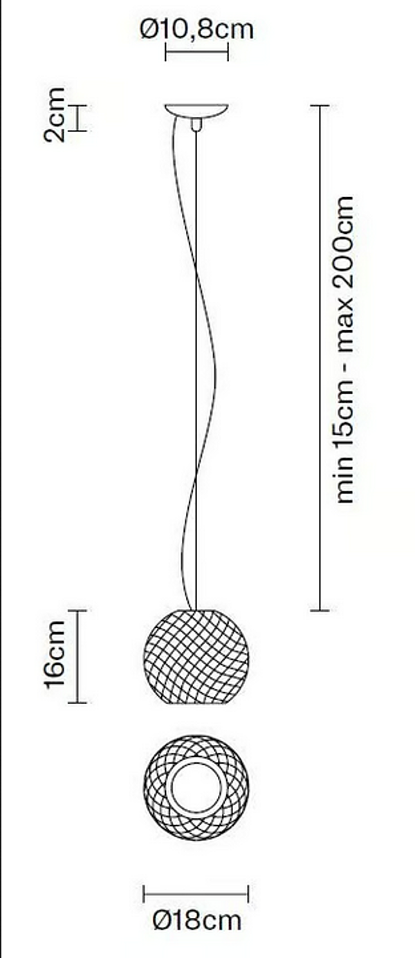 Suspension en cristal en forme de diamant Fabbian Diamond Swirl usine Fabbian de l'Italie. Foto №4