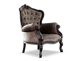 Fauteuil rembourré avec accoudoirs en tissu Cortezari Gemma