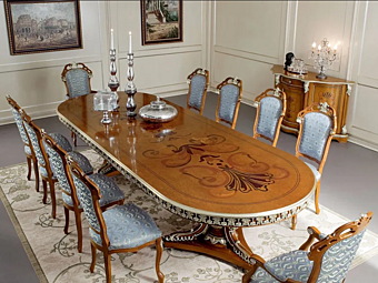 Table ovale en bois Modenese Luxury Interiors 13139 Table ovale en bois Modenese Luxury Interiors 13139 usine MODENESE GASTONE de l'Italie