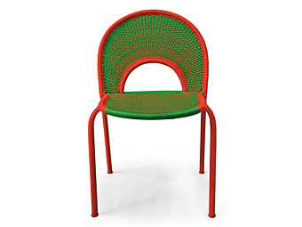 Chaise tissée à la main en fils de polyéthylène Moroso Banjooli usine Moroso de l'Italie