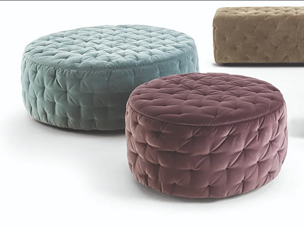 Pouf rond en tissu capitonné Frigerio Miller usine Frigerio de l'Italie. Foto №1