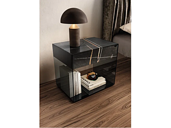 Table de chevet rectangulaire avec tiroirs en verre LAGO