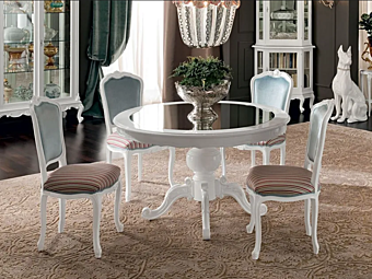 Table ronde en bois massif pour salon Modenese Luxury Interiors 12143 Table ronde en bois massif pour salon Modenese Luxury Interiors 12143 usine MODENESE GASTONE de l'Italie