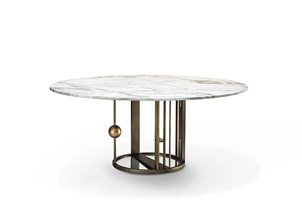 Table ronde en marbre avec structure en laiton GHIDINI1961 Merlino usine GHIDINI1961 de l'Italie. Foto №7
