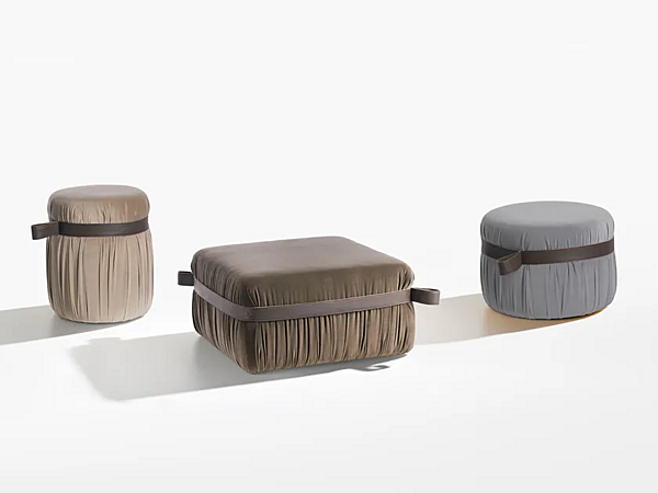 Pouf carré en tissu rembourré Herm 925 O80 Potocco 925/080 usine POTOCCO de l'Italie. Foto №2