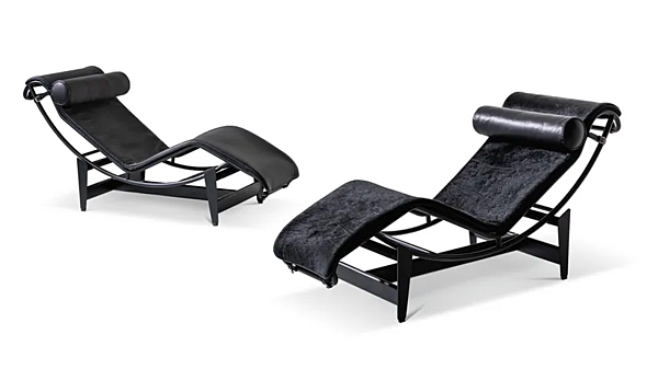 Chaise longue réglable en continu en tissu noir durable CASSINA 4 004 usine CASSINA de l'Italie. Foto №2